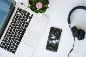 Computer and headphones